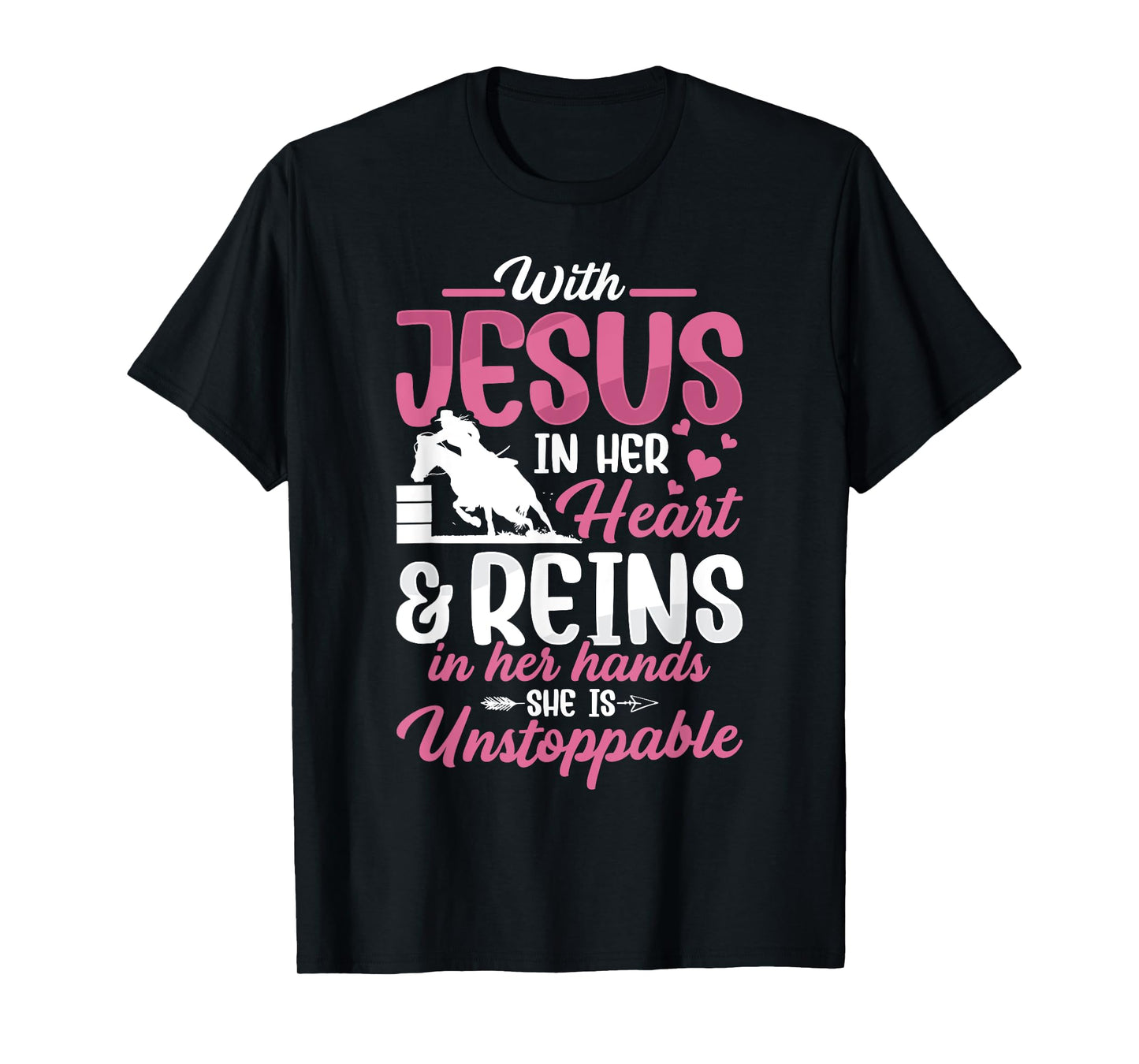 With Jesus Barrel Racer Race Barrel Racing Horse Rodeo Women T-Shirt