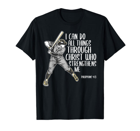 Christian Athlete Baseball Philippians God Bible Christ Gift T-Shirt