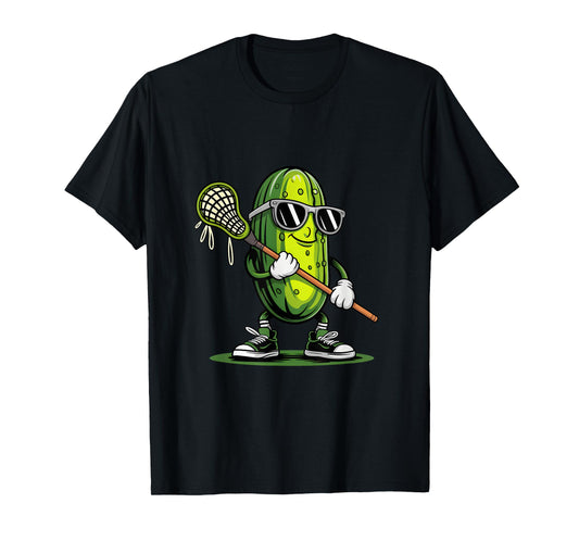 Pickle Playing Lacrosse Funny Sports For Boys Men Women T-Shirt