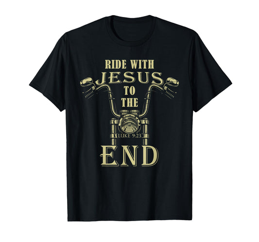 Ride with Jesus – Motorcycle Christian Faith Biker Graphic T-Shirt