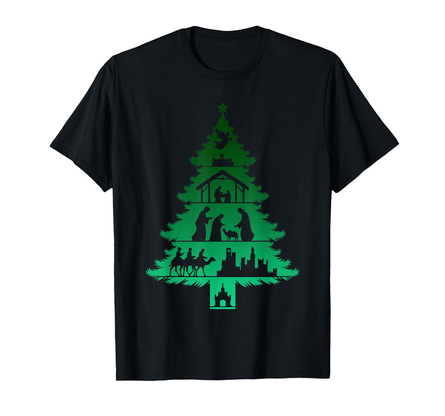 Nativity Christmas Tree Christmas Christian Xmas Holiday Pjs T-Shirt