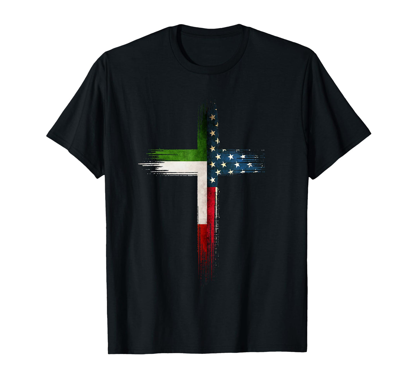 Christian Cross Italian American US Flag T-Shirt