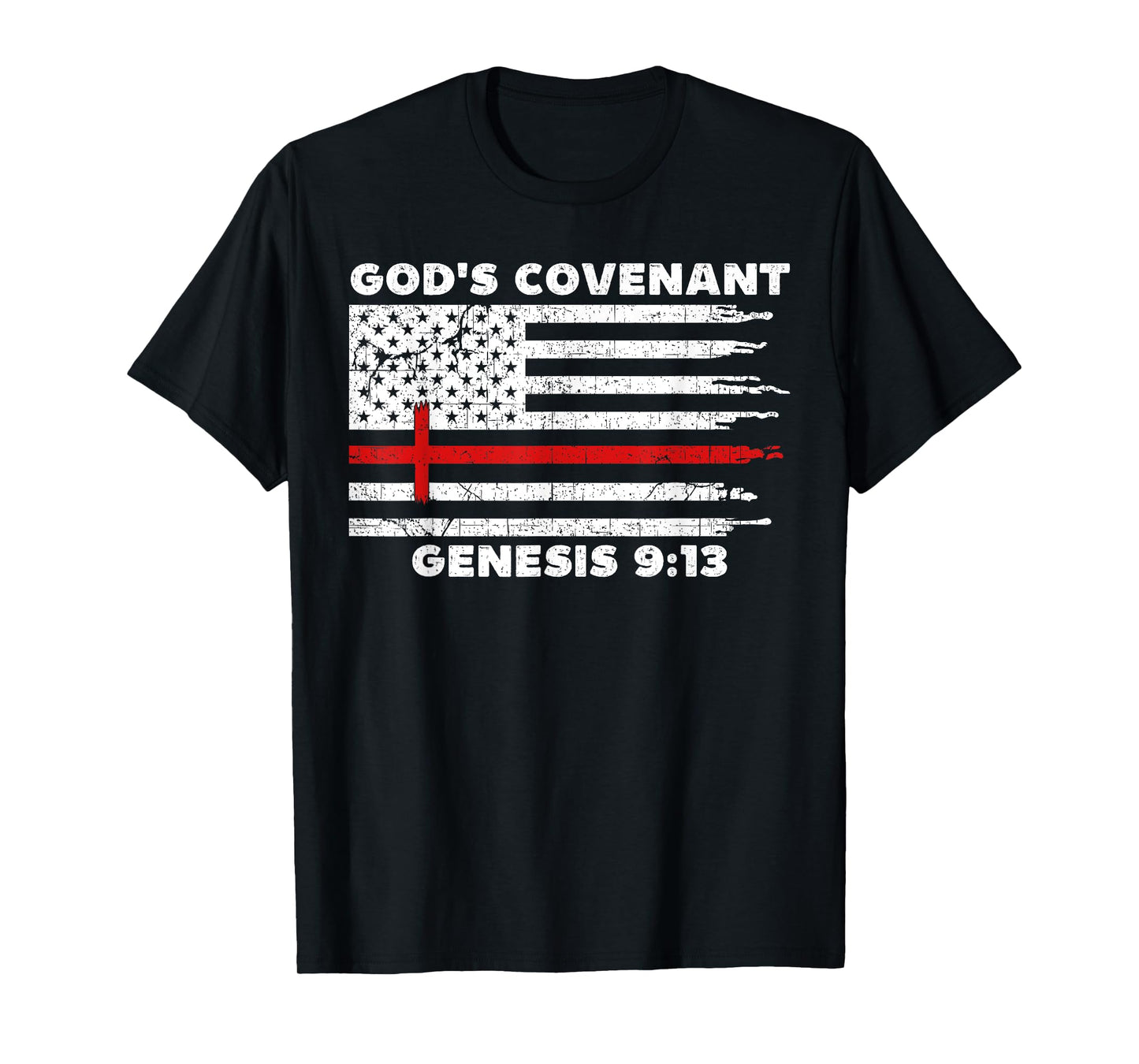 Gods Covenant Rainbow Genesis 9 13 Jesus Cross Bible Quote T-Shirt