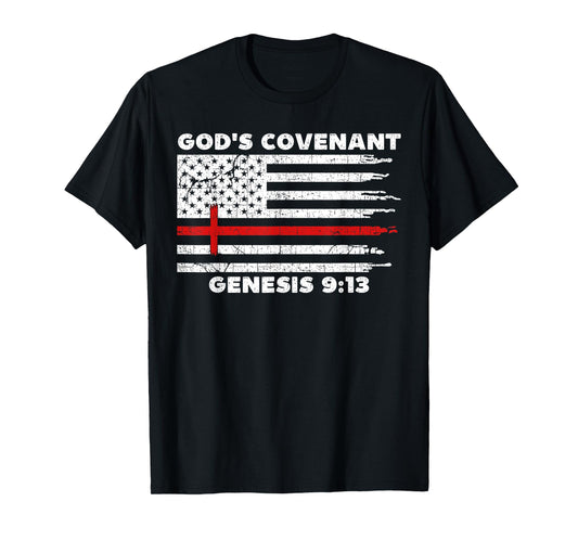 Gods Covenant Rainbow Genesis 9 13 Jesus Cross Bible Quote T-Shirt
