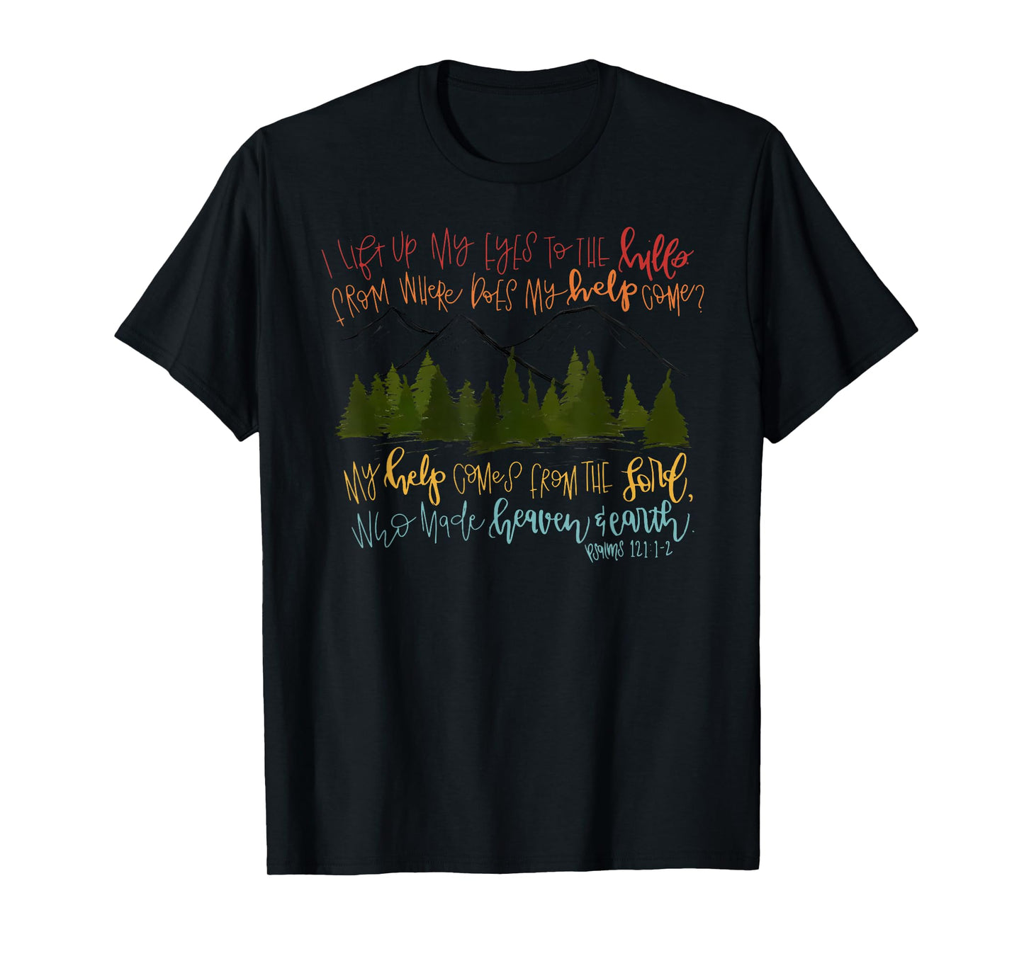 I Lift Up My Eyes to The Hills Christian Bible Verse Retro T-Shirt