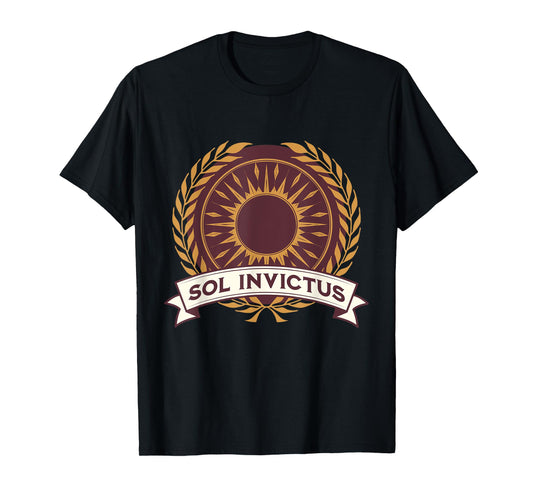 Agema Apparel Sol Invictus Roman God of the Sun Roman Mythology T-Shirt, Small, Black