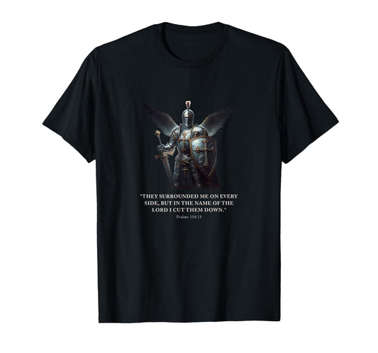 Angel Warrior – Bible Verse Psalm 118:11 Gym Motivation T-Shirt