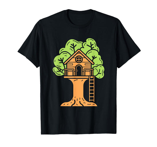 Nature tree house in minimalist trees simple tree house T-Shirt