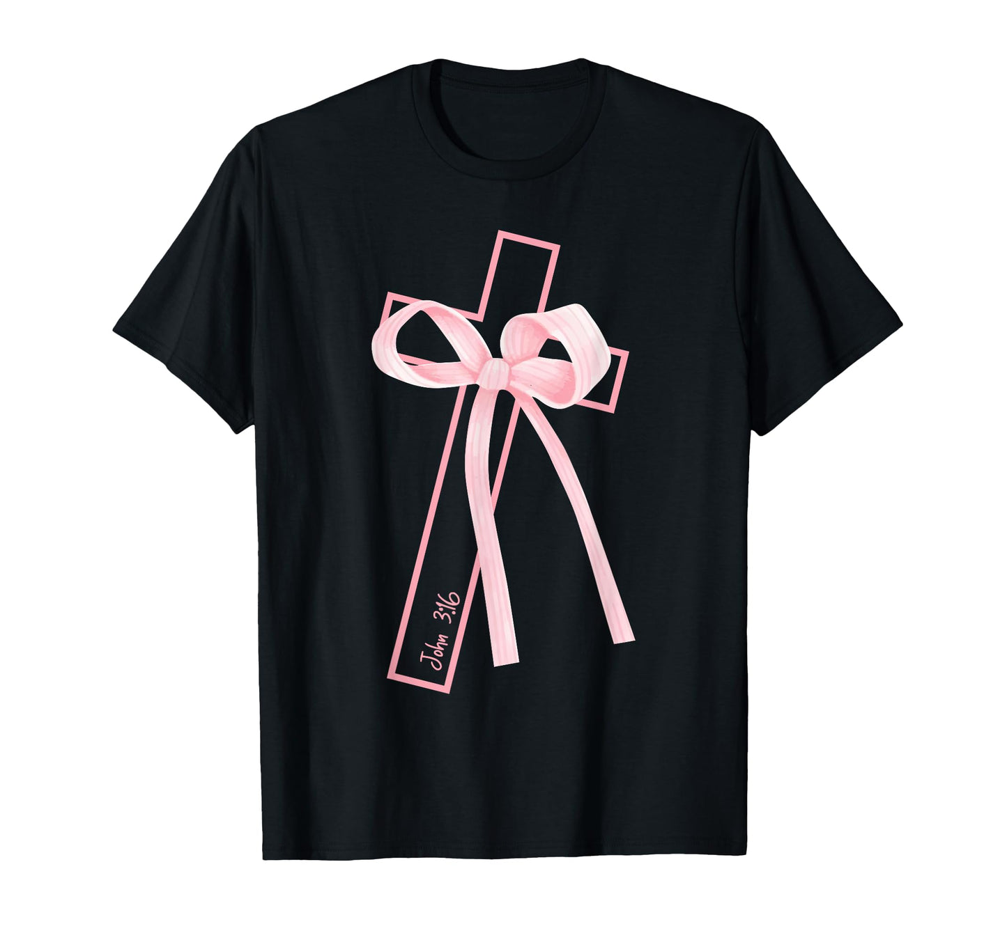 Christian Cross Coquette Bow John 3-16 Bible Verse Religious T-Shirt