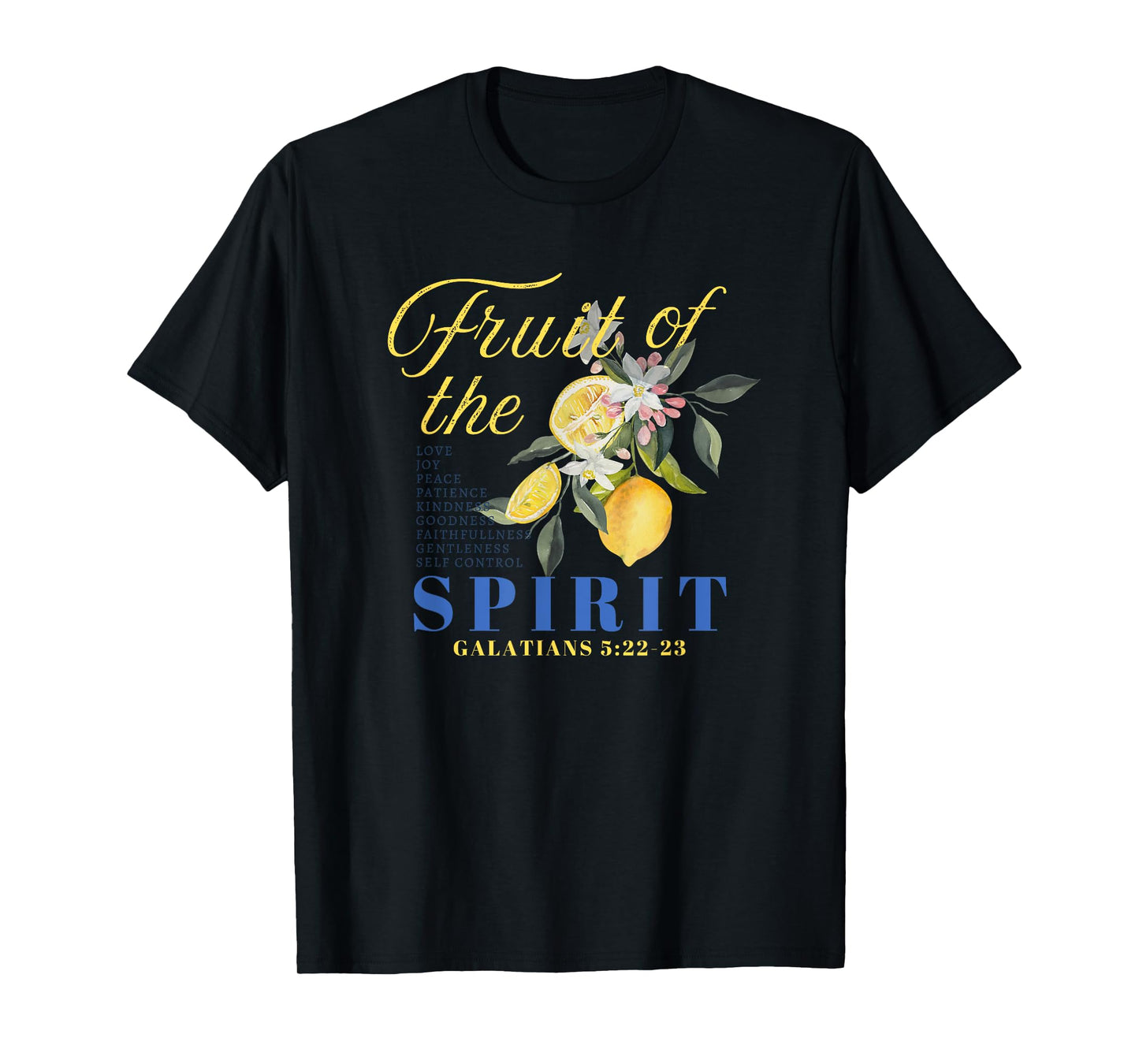 Christian Lemon Fruit of The Spirit Bible Verse Graphic Tee T-Shirt