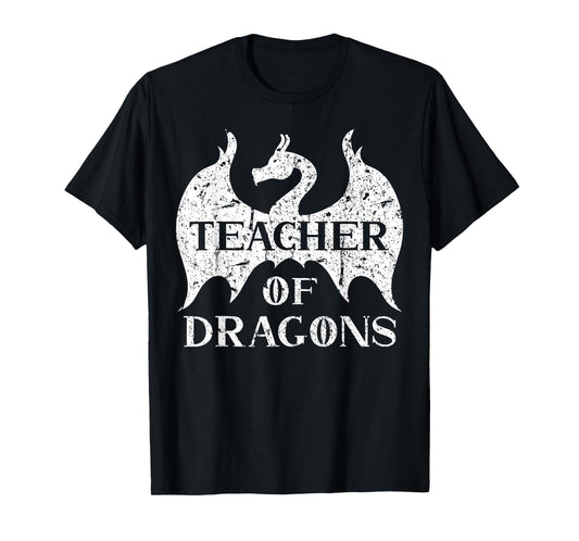 Vintage Teacher Of Dragons Funny Quotes Teacher Student T-Shirt for Men Women