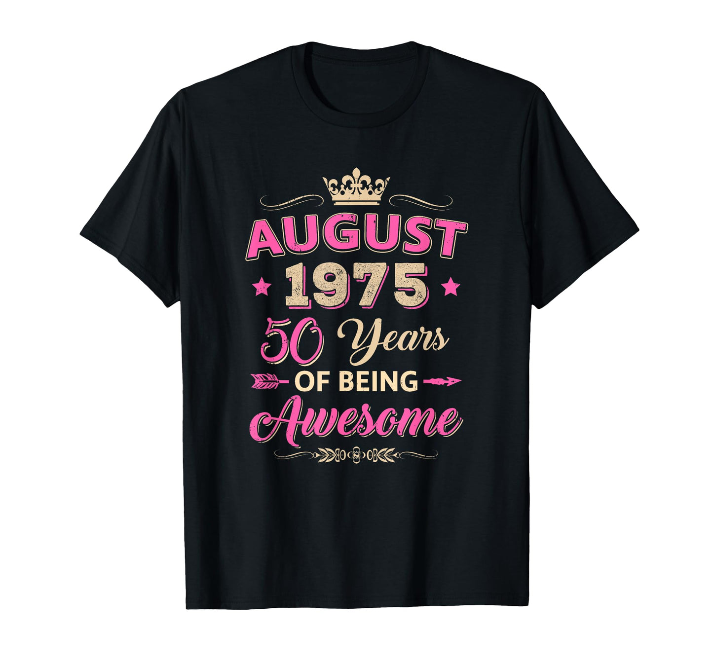 August 1975 50 Years Of Being Awesome Retro 50Th Birthday T-Shirt