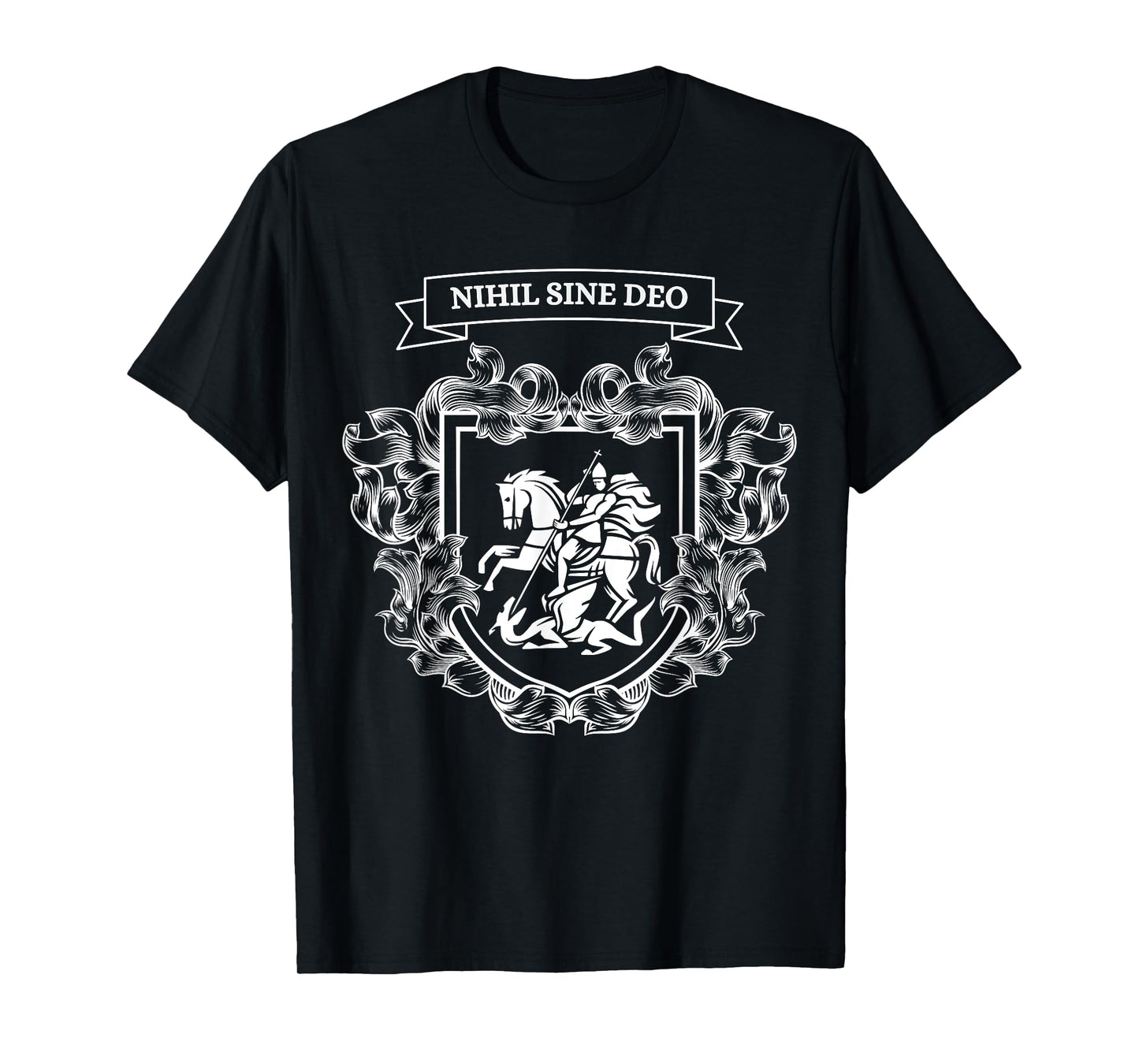 Saint George Slaying the Dragon Nihil Sine Deo Christian Tee T-Shirt