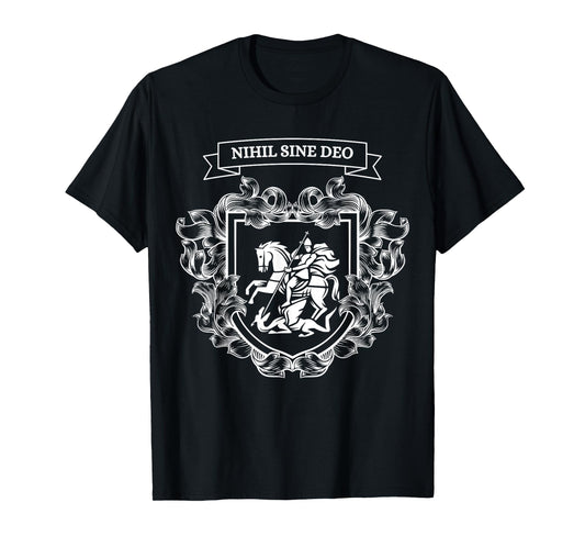Saint George Slaying the Dragon Nihil Sine Deo Christian Tee T-Shirt
