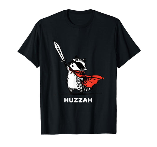 Huzzah Raccoon Knight Funny Sword Meme Quote T-Shirt