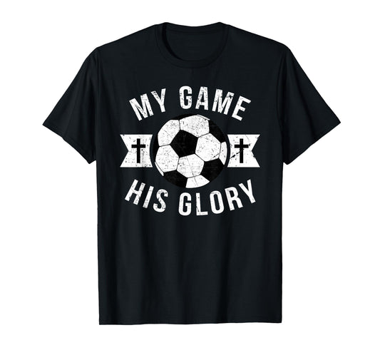 Christian Soccer Gifts Teen Boys Girls Sayings Phrases Cross T-Shirt