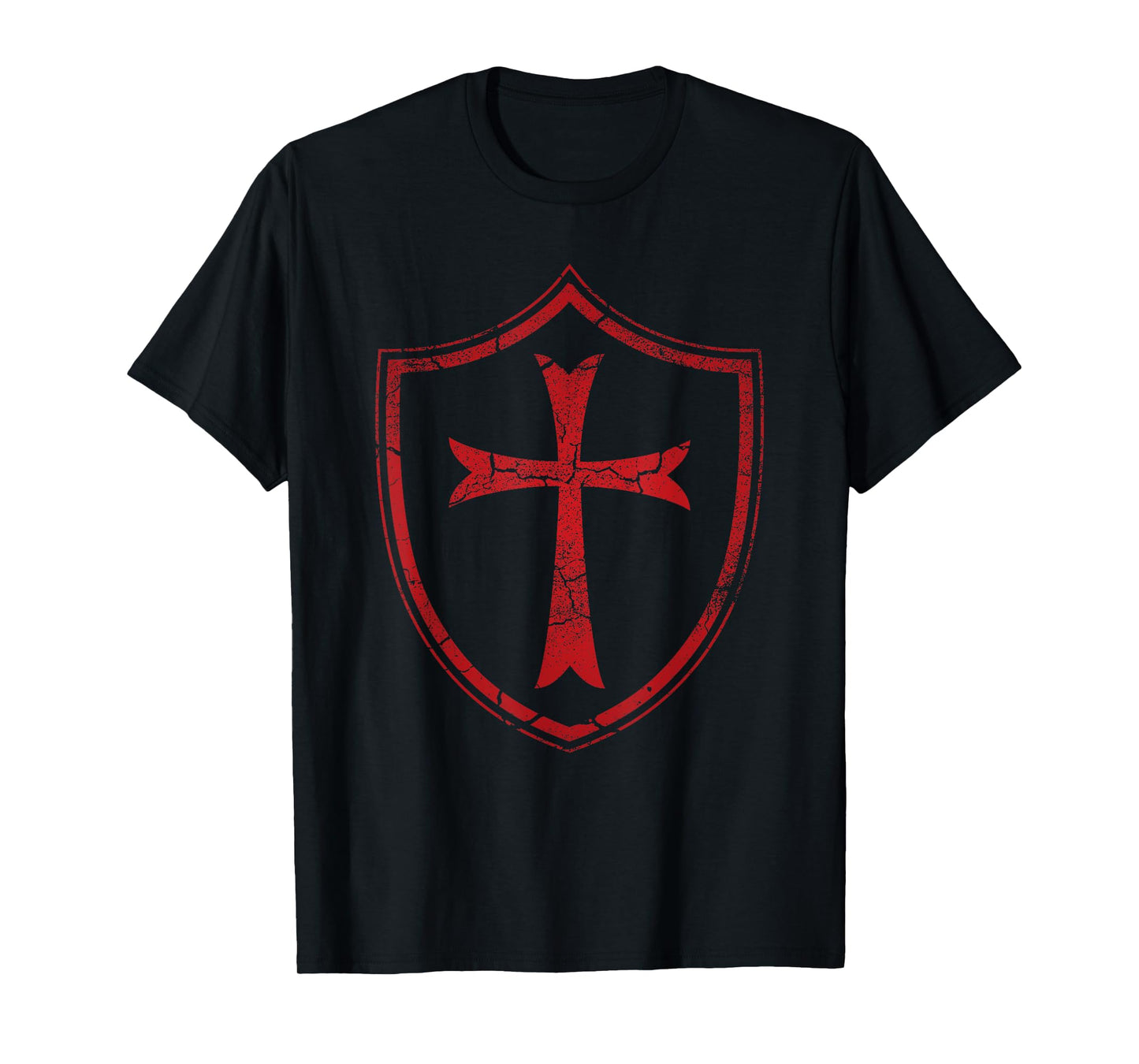 Distressed Knights Templar Cross and Shield Crusader T-Shirt T-Shirt