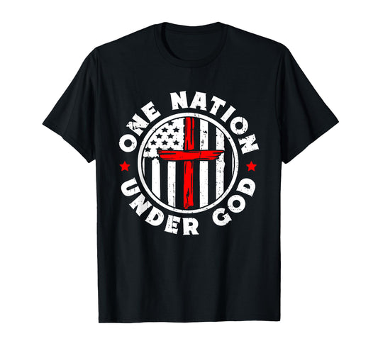 One Nation Under God Jesus Blessed American Flag T-Shirt