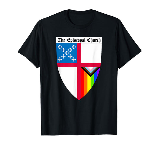 Episcopal Church Shield With Progressive Pride Flag Rainbow T-Shirt