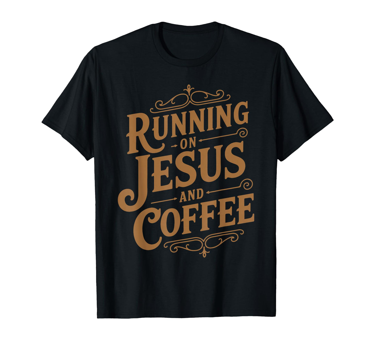 Running On Jesus and Coffee Funny Faith and Caffeine T-Shirt