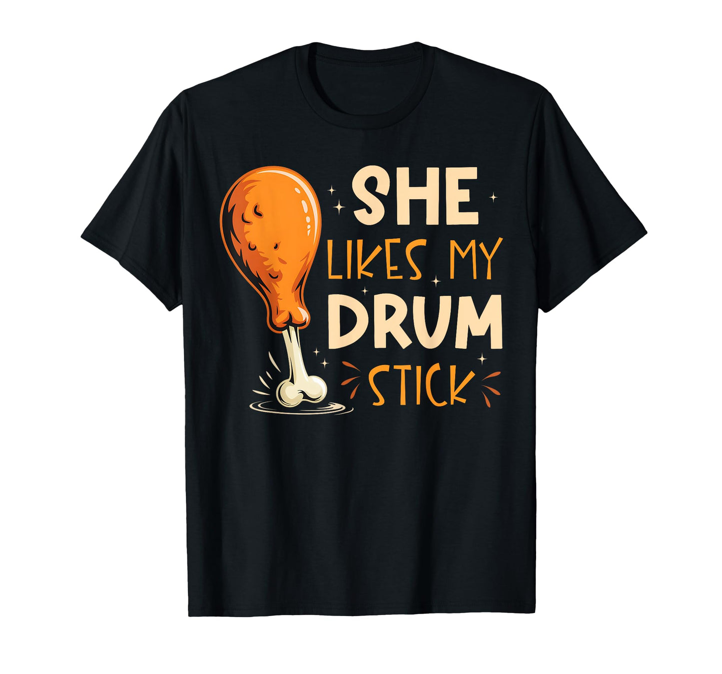 Funny She Likes My Drum Stick Couple Matching Thanksgiving T-Shirt