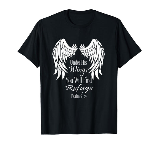Bible Verse Scripture Psalm Wings 91:4 T-Shirt Women Men T-Shirt