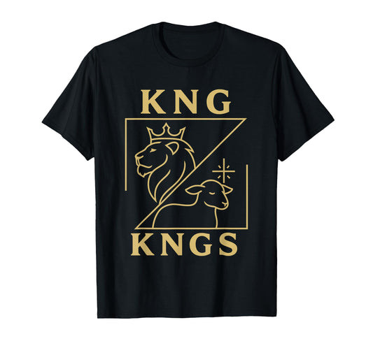 Vintage Retro Jesus KNG of KNGS Lion Lamb Christian Graphic T-Shirt