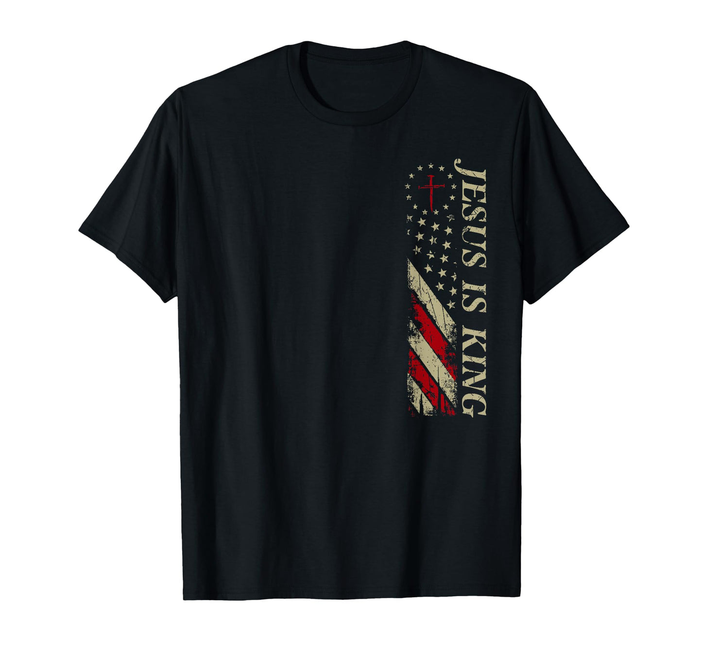 Jesus is King Cross Christian USA Flag 2 Sides Tee T-Shirt