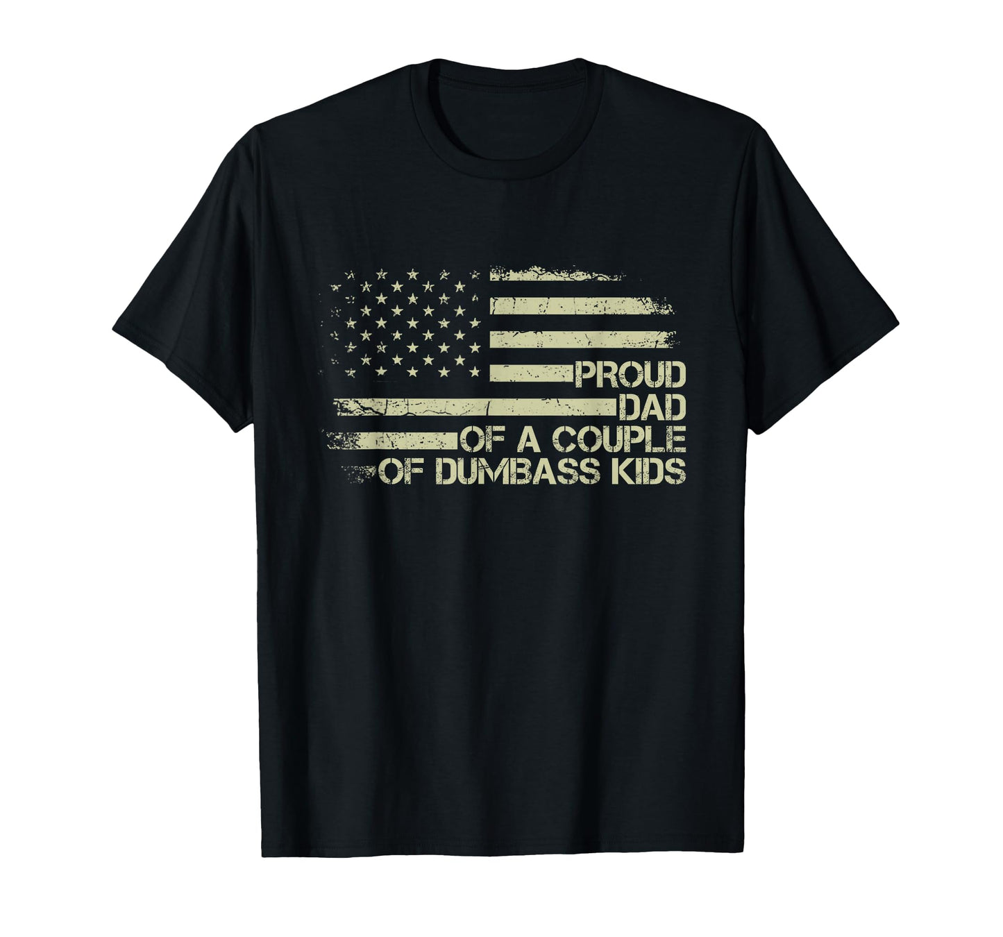 Proud Dad of a Couple of Dumbass Kids American Flag Funny T-Shirt