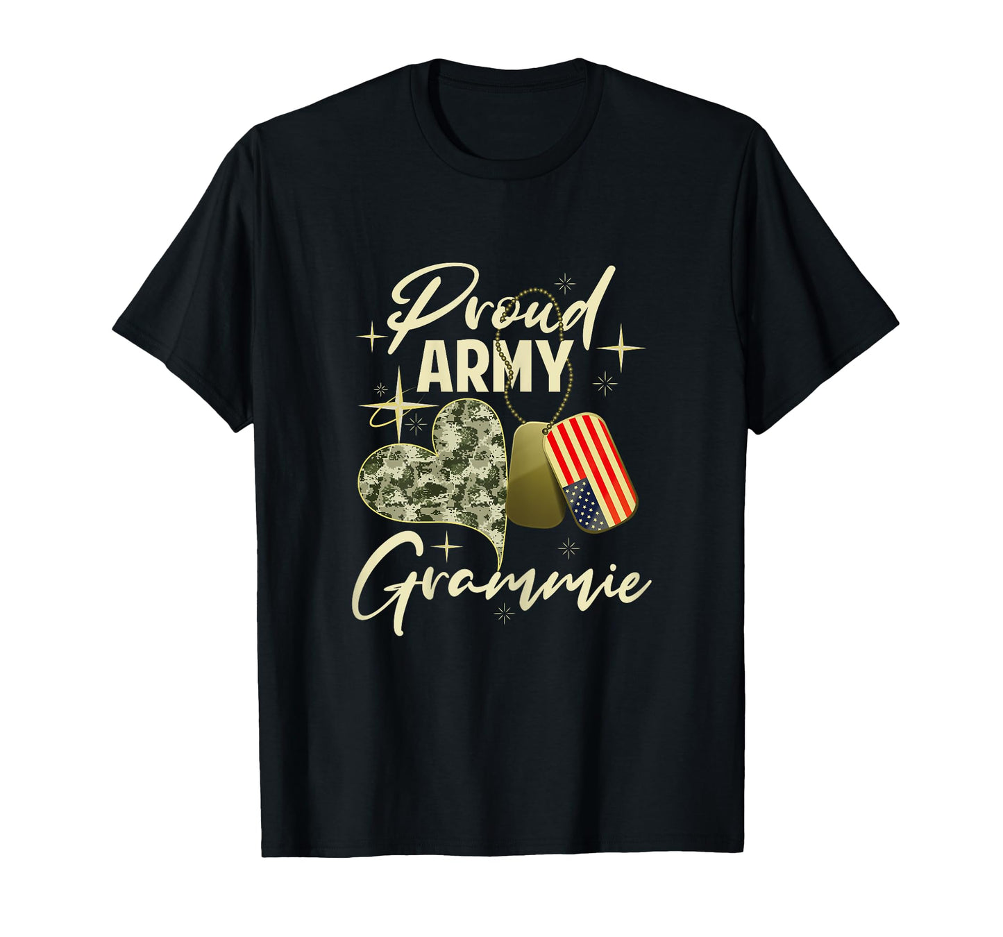 Proud Army Grammie Camouflage Mother's Day Dog Tag US Flag T-Shirt for Women