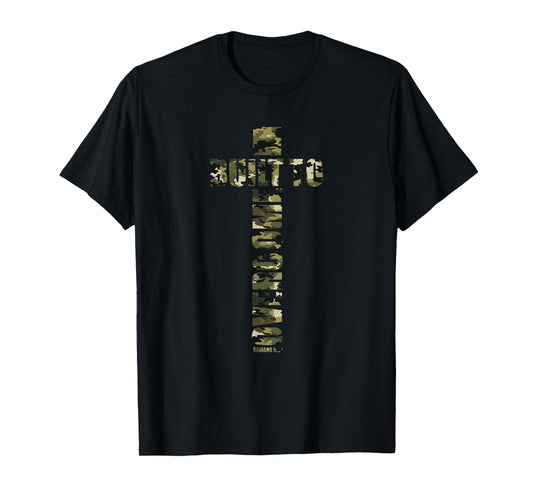 Built to Overcome Camo Workout Scripture Faith Gym Christian T-Shirt