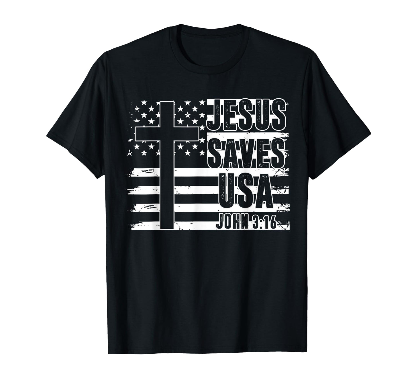Dad Jesus Saves American Flag USA Patriotic Boys Christian T-Shirt
