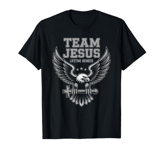 Member Team Jesus Bible Eagle with Cross Faith Christian T-Shirt
