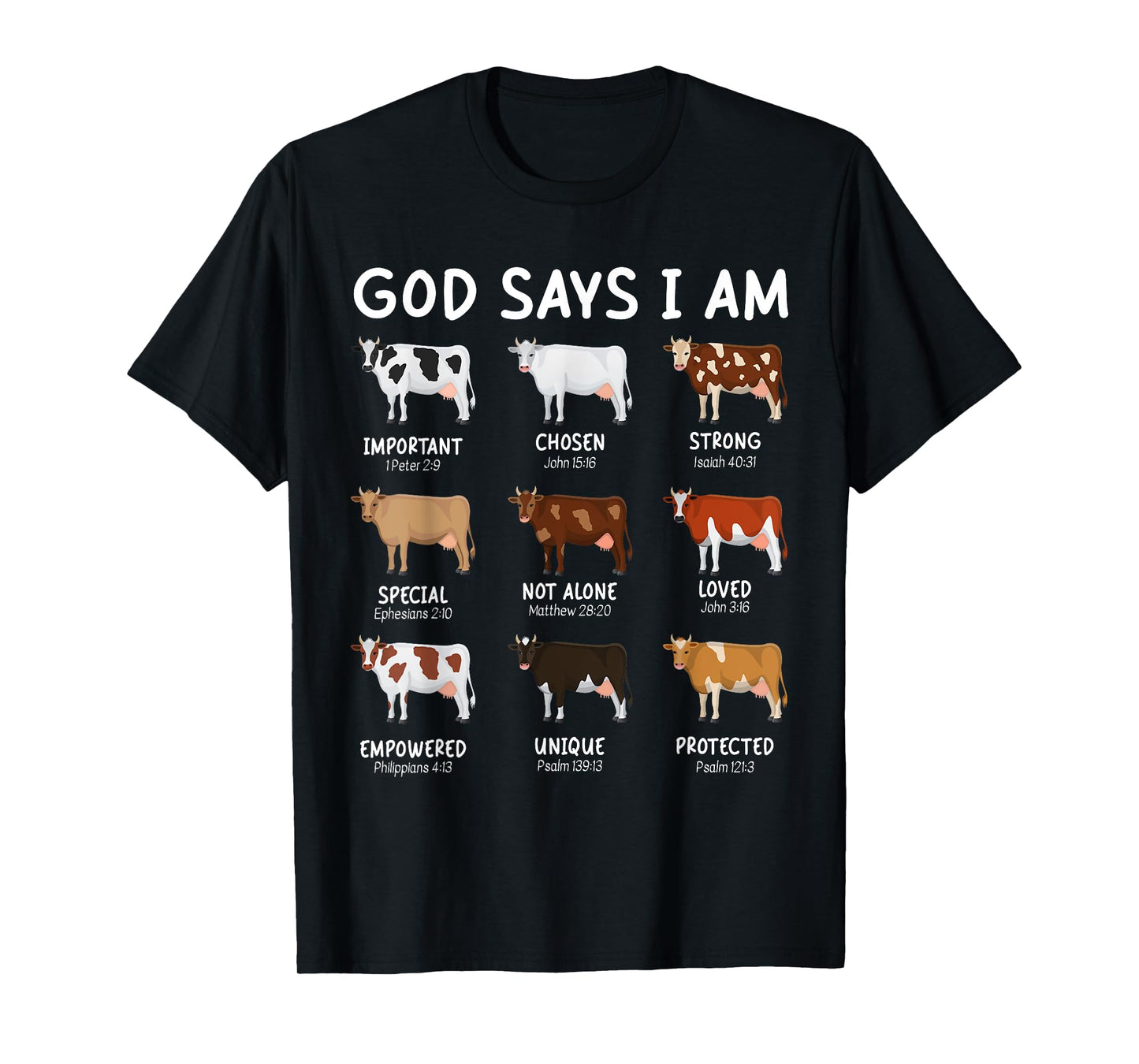 God Says I Am Cute Heifer Cow Bible Verse Christian T-Shirt