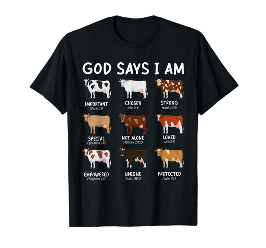 God Says I Am Cute Heifer Cow Bible Verse Christian T-Shirt