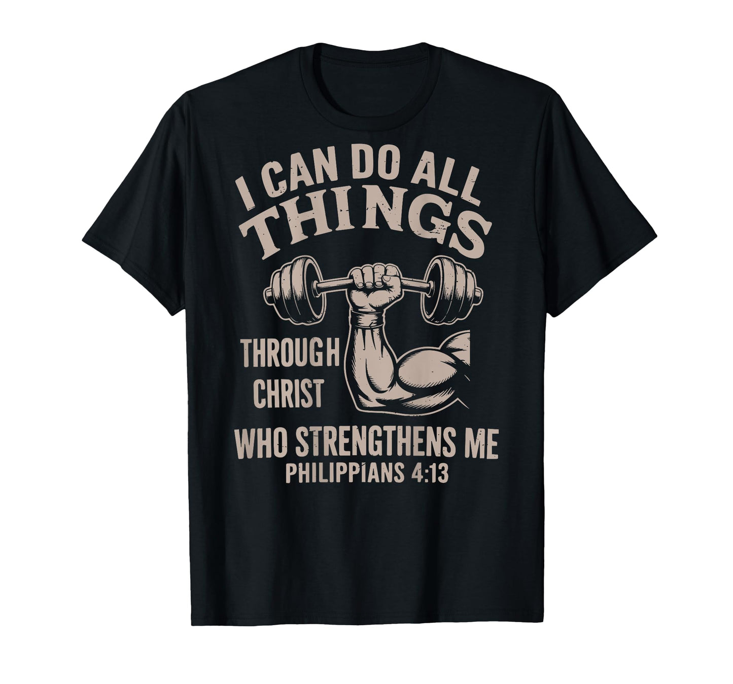 Can Do All Things Christian Workout Gym Weightlifting Cross T-Shirt