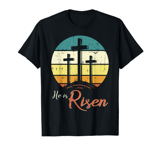 Easter Christian He Is Risen Retro Jesus Cross Women Men Kid T-Shirt
