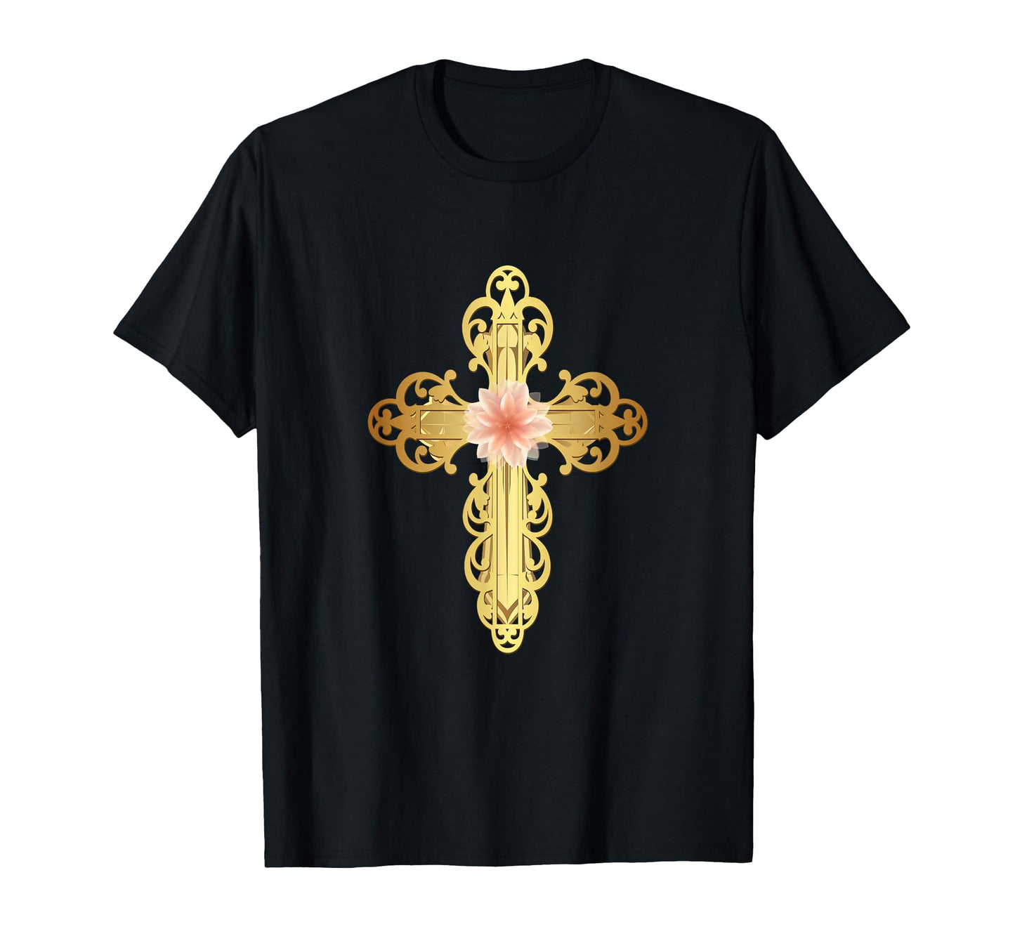 Beautiful Gold Cross Flower,Cross Gifts,Christian Gift Ideas T-Shirt