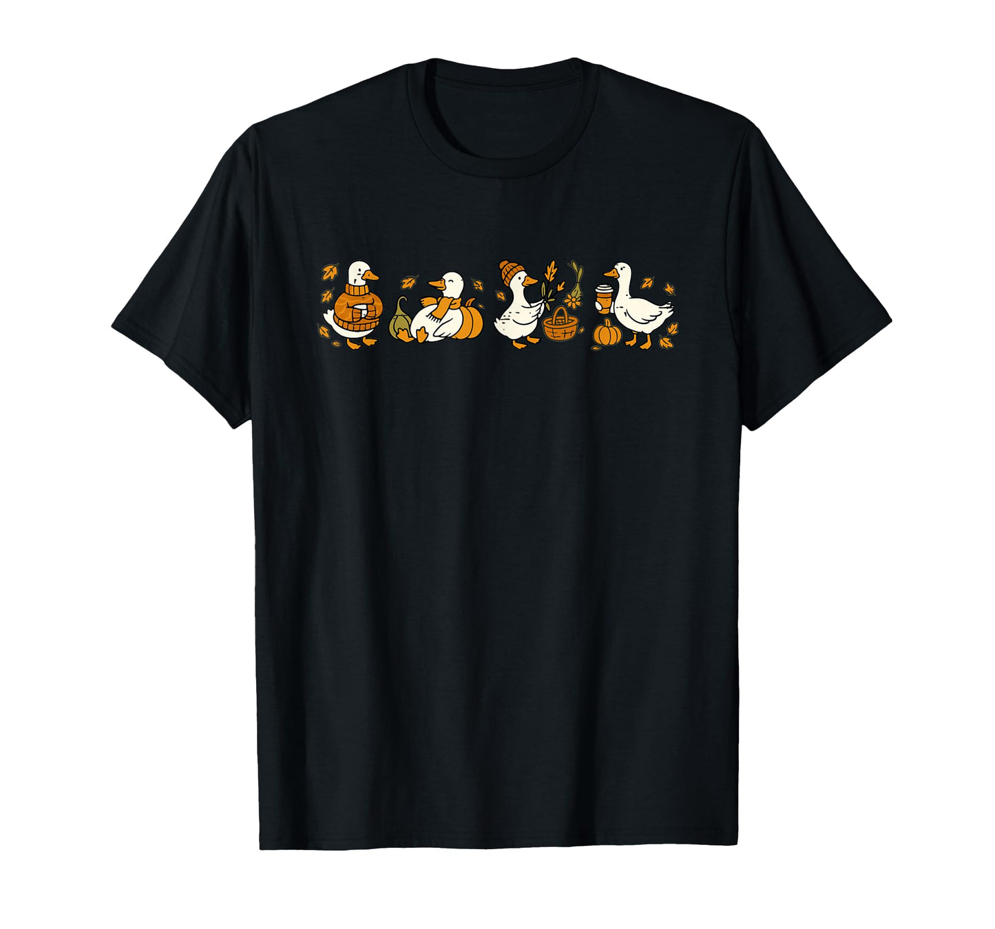 Funny Fall Goose Autumn Pumpkin Thanksgiving Cozy Season T-Shirt