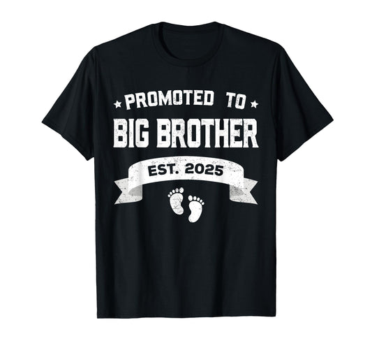 Promoted To Big Brother Est 2025 Retro Matching Family Quote T-Shirt