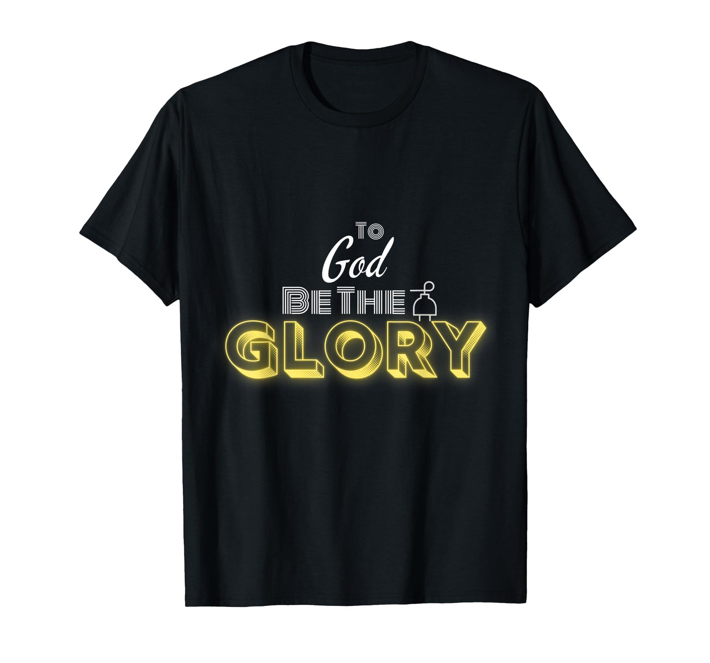 Faith Essentials To God be the Glory Christian T-Shirt - Black, Unisex-Adults, Small, Short Sleeve, Modern, Letter Print, Christmas