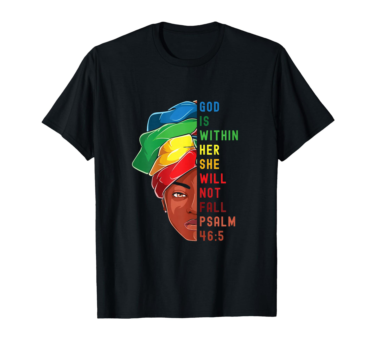 God is Within Her She Will Not Fall Afro Christian Women T-Shirt