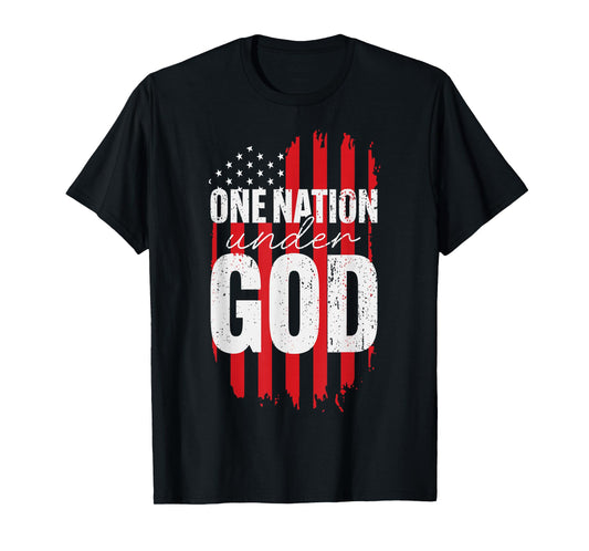 One Nation Under God American Flag Christian Jesus T-Shirt