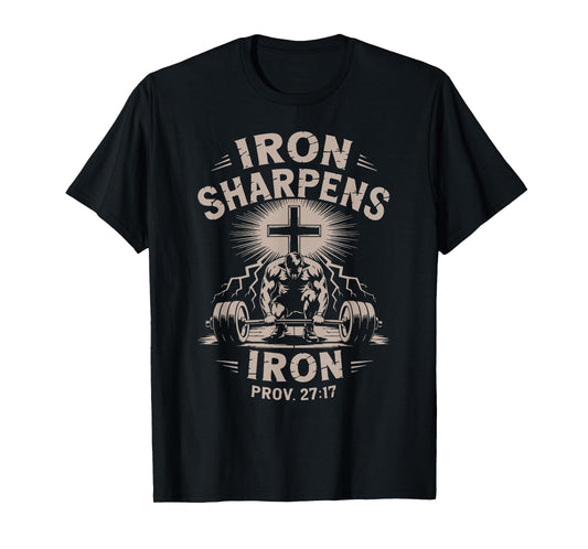 Iron Sharpens Iron Youth Christian Workout Gym Weightlifting T-Shirt