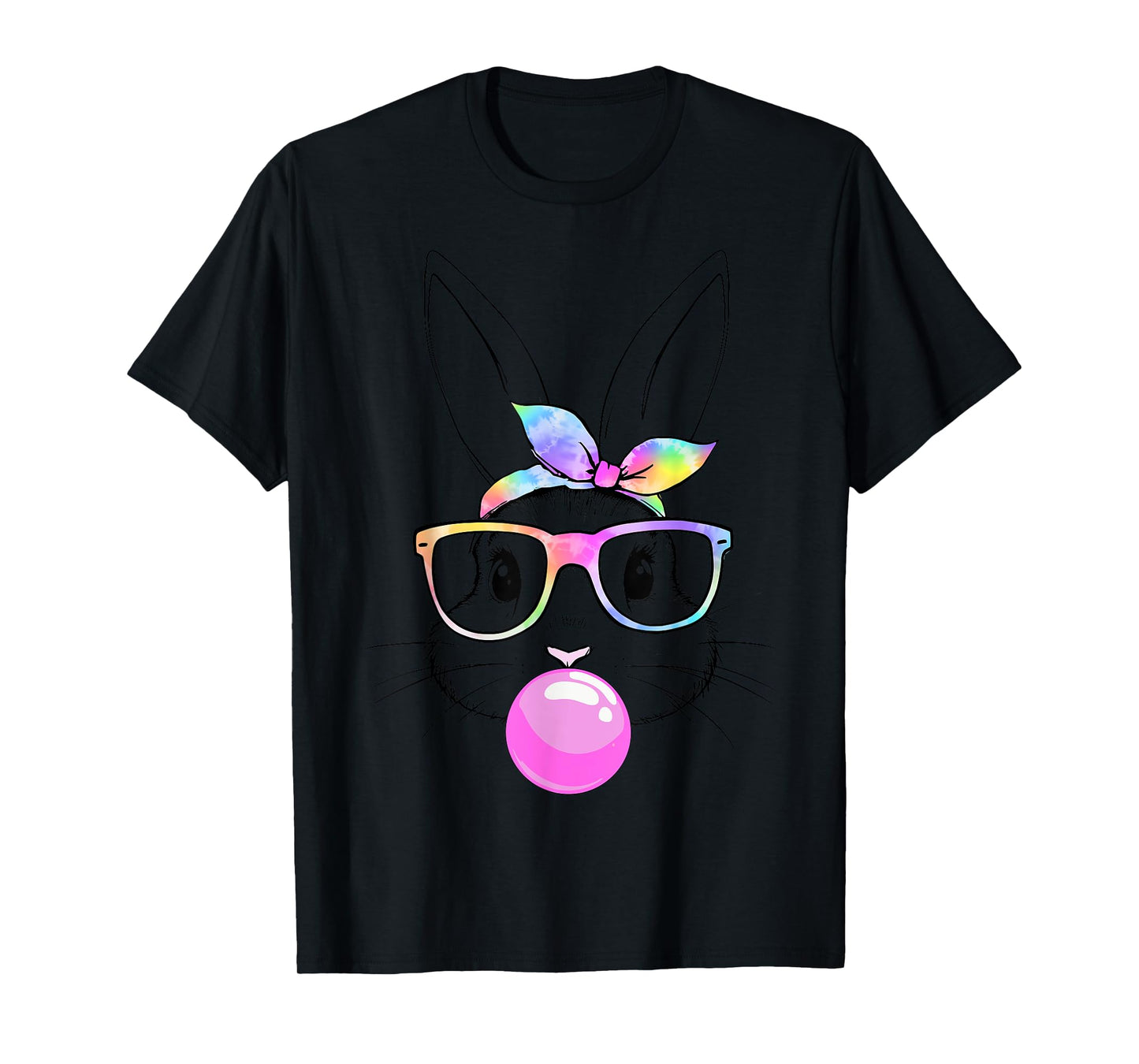 Bunny tie dye glasses bandana bubblegum easter girls women T-Shirt