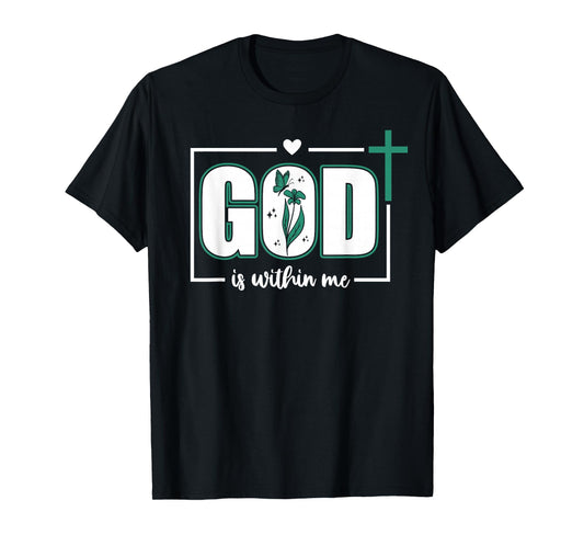 God is Within Me Will I Not Fall Psalm 46:5 Teal Bible Verse T-Shirt