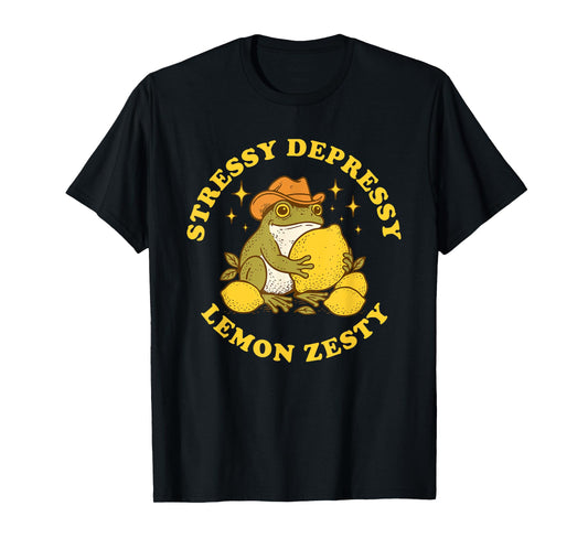 Stressy Depressy Lemon Zesty Funny Frog T-Shirt