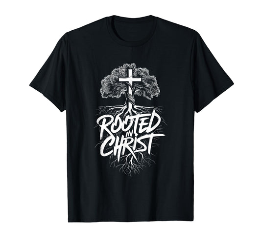 Jesus and God Believers Brand Rooted in Christ Faith Christian Religious T-Shirt, Small, Black