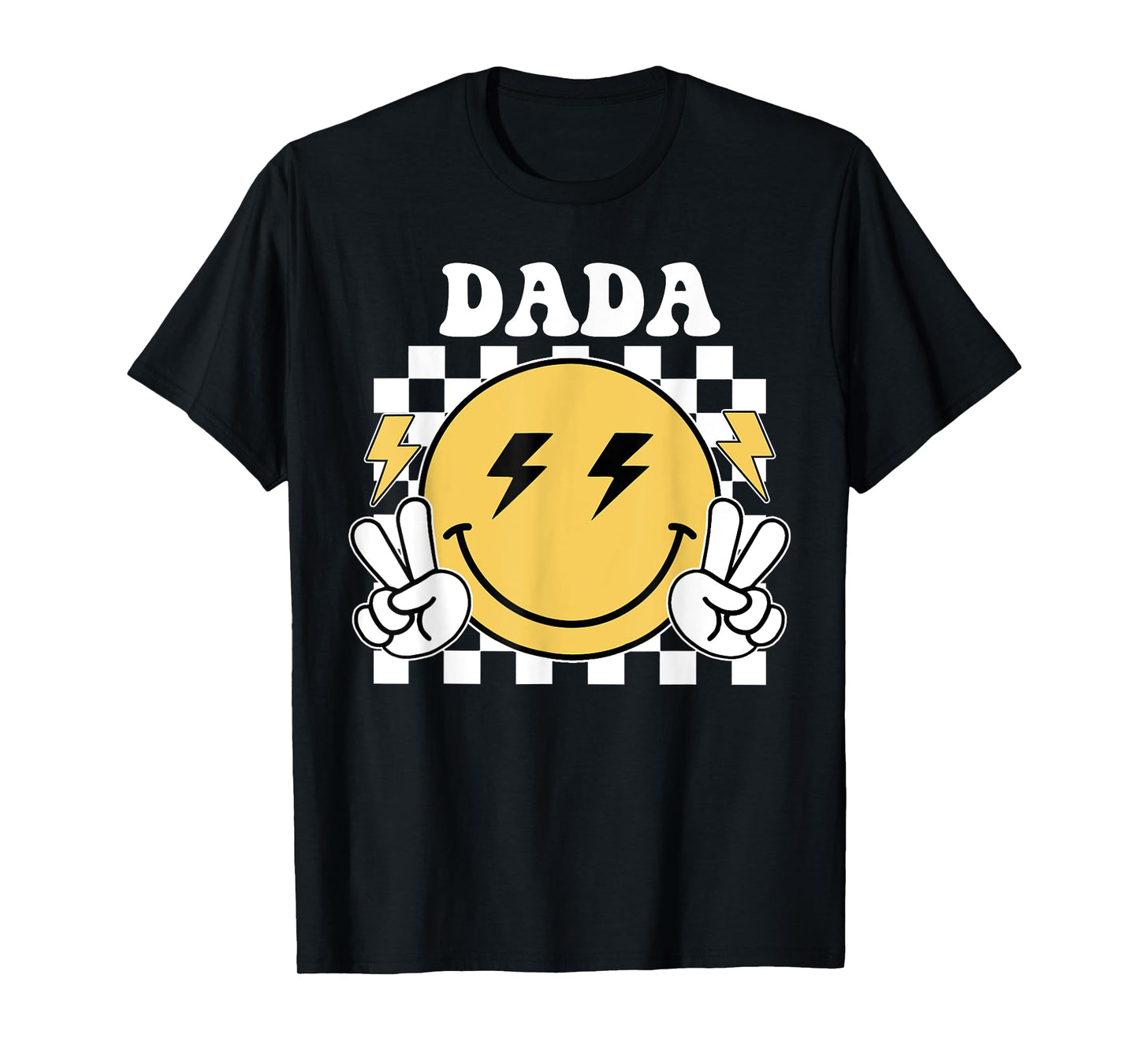 Dada One Happy Dude Birthday Theme Family Matching T-Shirt, Small, Black