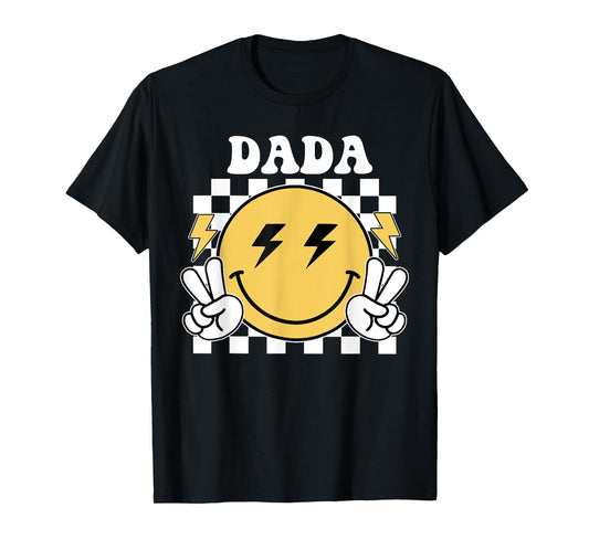 Dada One Happy Dude Birthday Theme Family Matching T-Shirt, Small, Black